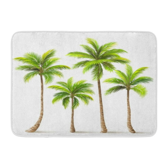 GODPOK Bright Green Beach Palm Trees Shadow White Beautiful Coconut Rug Doormat Bath Mat 23.6x15.7 inch