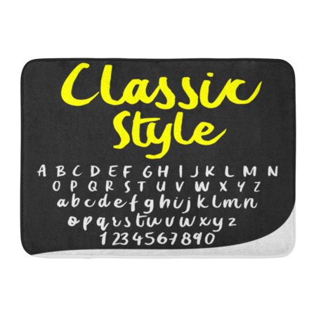 GODPOK Brush White Lettering of Calligraphy Fonts ABC Letters and Numbers Named Classic Style Alphabet Rug Doormat Bath Mat 23.6x15.7 inch
