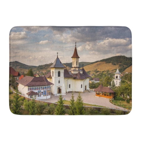 GODPOK Building Green Ancient Romania Humor Monastery View from Tower Architecture Culture Rug Doormat Bath Mat 23.6x15.7 inch