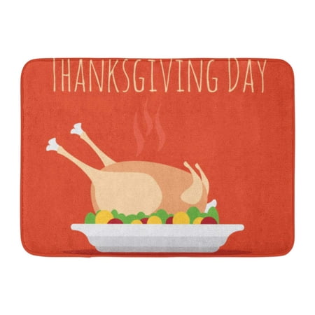 GODPOK Cartoon Brown Christmas Thanksgiving Day with Turkey Red Food Cooked Rug Doormat Bath Mat 23.6x15.7 inch