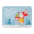 thumbnail image 1 of GODPOK Celebrate White Beautiful Christmas with Hare Which Carries Gifts with Animal and Bird on Cartoon Rug Doormat Bath Mat 23.6x15.7 inch, 1 of 1