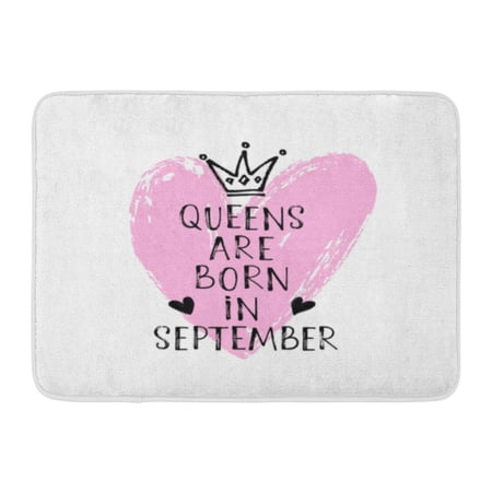 GODPOK Ceremony Birthday Queens are Born in September Hand Lettering Crown Accessory Collection Rug Doormat Bath Mat 23.6x15.7 inch
