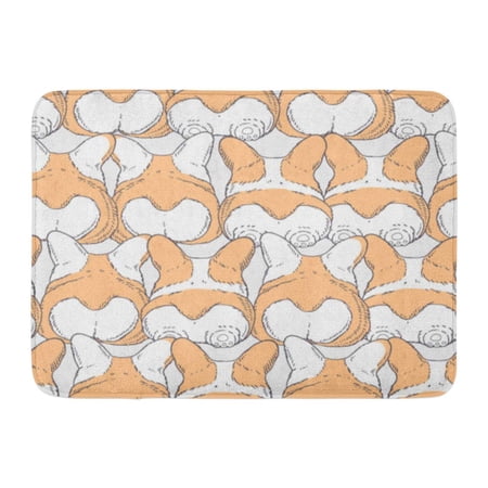 GODPOK Character White Abstract with Dogs Breed Welsh Corgi Pembroke Cartoon Animal Contour Rug Doormat Bath Mat 23.6x15.7 inch