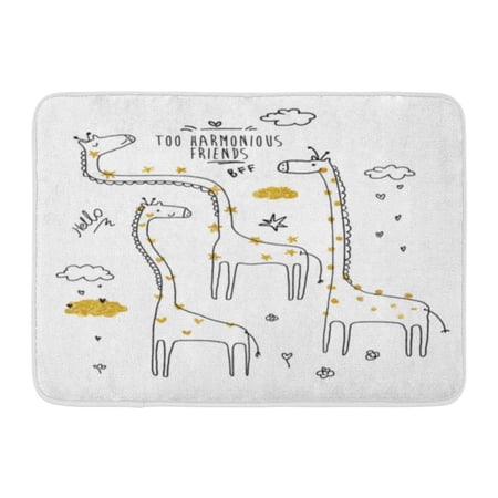 GODPOK Character White Africa Giraffe Doodle Animal Color Rug Doormat Bath Mat 23.6x15.7 inch