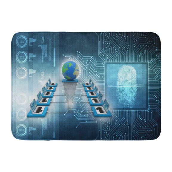 GODPOK Chart Bricks Computer Network 3D Rendering Center Cloud Rug Doormat Bath Mat 23.6x15.7 inch