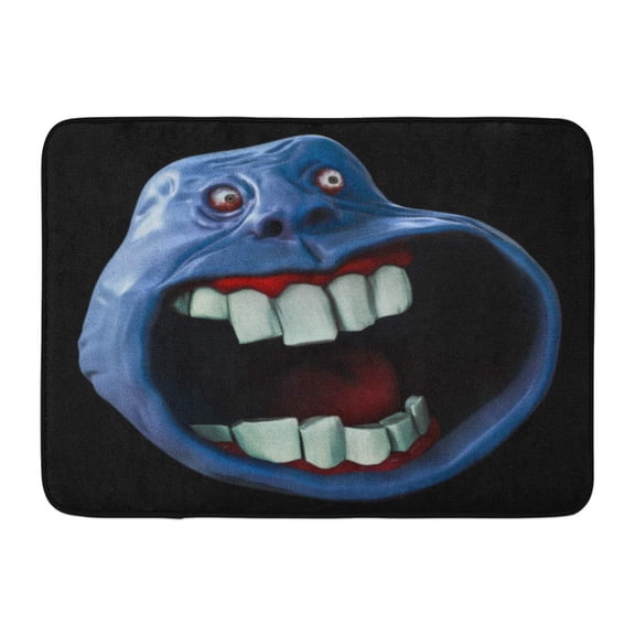 GODPOK Chat Cartoon Internet Meme Surprised Forever Alone Guy Rage Face 3D Rendering Black Troll Communication Rug Doormat Bath Mat 23.6x15.7 inch