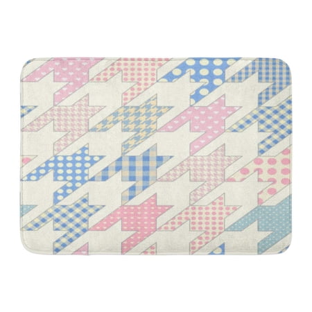 GODPOK Checked Colorful Abstract Pattern Geometrical Hounds Tooth in Patchwork Style Bright Color Rug Doormat Bath Mat 23.6x15.7 inch