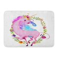 thumbnail image 1 of GODPOK Child Colorful Abstract Cute Cartoon Unicorn with Flower Wreath Pink Cheerful Childish Rug Doormat Bath Mat 23.6x15.7 inch, 1 of 1