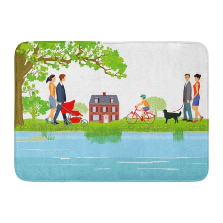 GODPOK Children Affinity Families Go for Walk Along The Lake Child Close Rug Doormat Bath Mat 23.6x15.7 inch