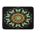 thumbnail image 1 of GODPOK Circle Butterfly Mandala Gold Turquoise Butterflies on Black Chic Circular Rug Doormat Bath Mat 23.6x15.7 inch, 1 of 1