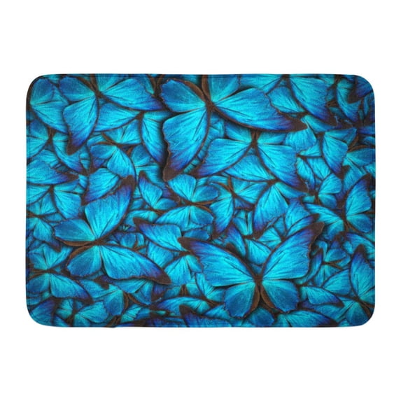 GODPOK Colorful Beauty Black Abstract Beautiful with Lot of Different Butterflys Blue Animal Orange Biology Rug Doormat Bath Mat 23.6x15.7 inch