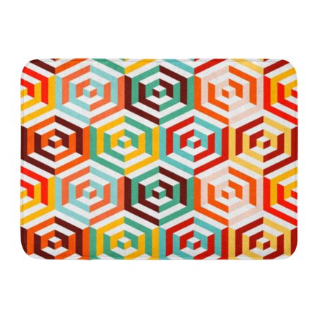 GODPOK Creative Arty Abstract Isometric 3D Retro Colorful Hexagonal Shapes Ideal Design and Color Fashionable Rug Doormat Bath Mat 23.6x15.7 inch