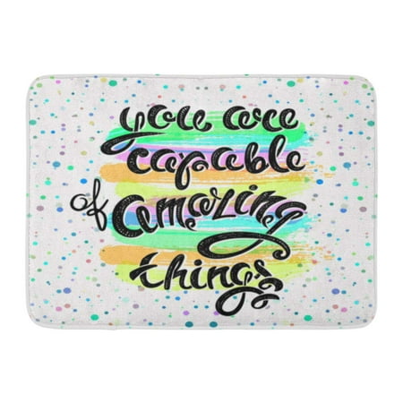 GODPOK Creative White Beautiful You are Capable of Amazing Things Letters Beauty Crown Rug Doormat Bath Mat 23.6x15.7 inch