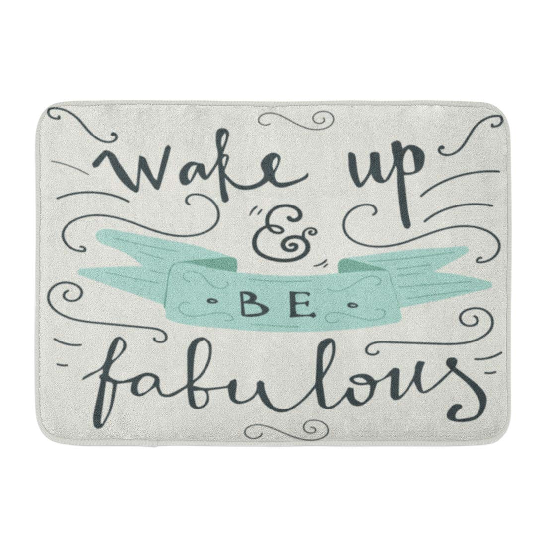 GODPOK Cute Fabulous 'Wake Up Be Fabulous' Hand Lettering Quote Wake Morning Rug Doormat Bath Mat 23.6x15.7 inch - image 1 of 1