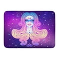 thumbnail image 1 of GODPOK Cute Teen Girl with Galaxy Make Up Dyed Purple Hair and Stars Constellations Nouveau and Kawaii Gothic Rug Doormat Bath Mat 23.6x15.7 inch, 1 of 1