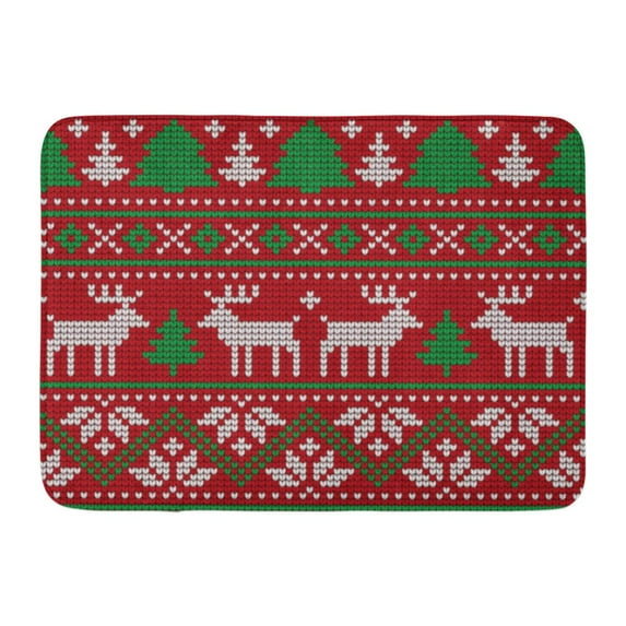 GODPOK Deer White Sweater Knitted Christmas and New Year Pattern Ugly Reindeer Rug Doormat Bath Mat 23.6x15.7 inch