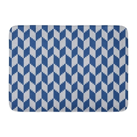 GODPOK Detailed Blue Craft Fairisle Jacquard Knitting Pattern White Designs Embroidery Rug Doormat Bath Mat 23.6x15.7 inch