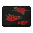 thumbnail image 1 of GODPOK Drawn Black Flower Red Roses Embroidery Patch Embroidered Rug Doormat Bath Mat 23.6x15.7 inch, 1 of 1