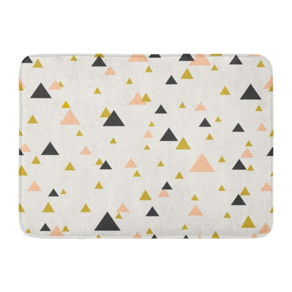 GODPOK Drawn Black Geometric Abstract Triangles in Pastel Pink Gold Dark Gray Cool Hip Rug Doormat Bath Mat 23.6x15.7 inch