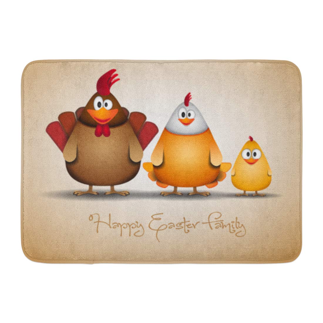 GODPOK Egg Red Cartoon Happy Easter Funny Chicken Family Yellow Hen Cute Rug Doormat Bath Mat 23.6x15.7 inch - image 1 of 1