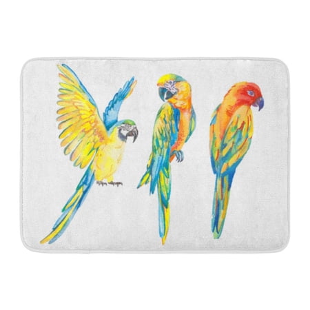 GODPOK Flying Blue Watercolor Tropical Birds White Macaws Colorful Exotic Parrot Rug Doormat Bath Mat 23.6x15.7 inch