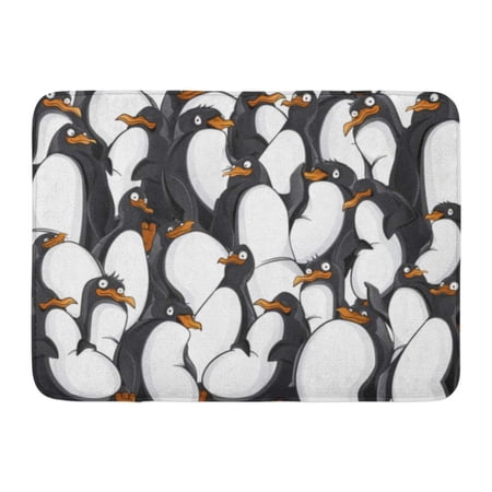 GODPOK Funny Black Cartoon Penguins Pattern White Winter Landscape Rug Doormat Bath Mat 23.6x15.7 inch