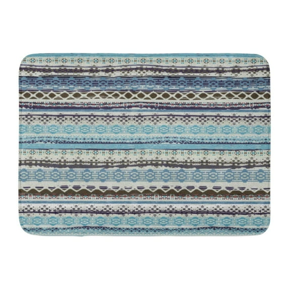 GODPOK Geometric Watercolor Boho Style Ethnic Tribal Old Abstract Striped Lines Stripes Design Woven Teal Rug Doormat Bath Mat 23.6x15.7 inch