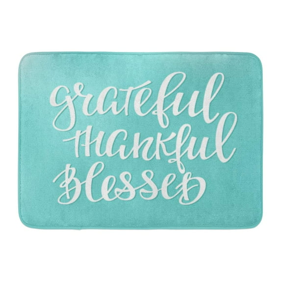 GODPOK Grateful Thankful Blessed Simple Lettering Calligraphy Graphic Hand Written Style Thanksgiving Day Rug Doormat Bath Mat 23.6x15.7 inch