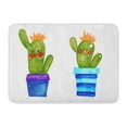thumbnail image 1 of GODPOK Green Adorable Cute Cactus Watercolor Happy Smiling Fun for Gardening Cartoon Kids Drawing Style Botany Rug Doormat Bath Mat 23.6x15.7 inch, 1 of 1