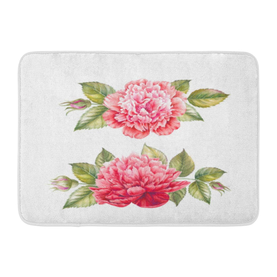 GODPOK Green April Peony Botanical Pink Peonie in Retro Style on White ...