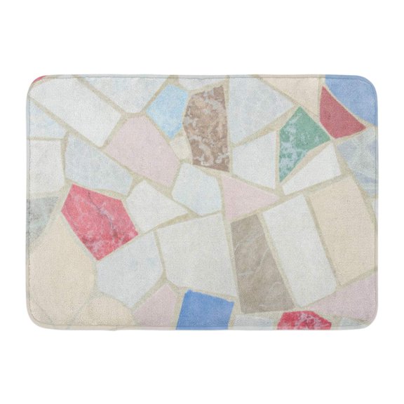 GODPOK Green Artistic Blue Abstract Broken Tiles Random Color and Pattern Wall Gray Architecture Red Ceramic Rug Doormat Bath Mat 23.6x15.7 inch