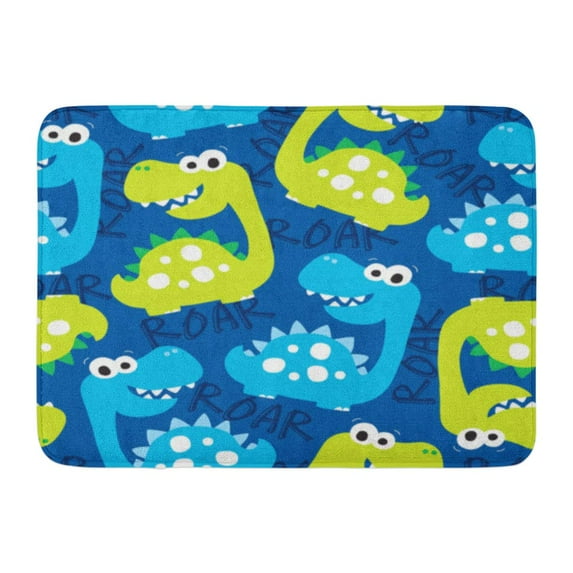 GODPOK Green Sweet Blue Cute Dinosaur Pattern Colorful Boy Adorable Rug Doormat Bath Mat 23.6x15.7 inch