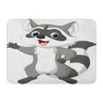 thumbnail image 1 of GODPOK Happy Racoon Cute Raccoon Cartoon Waving Funny Mascot Rug Doormat Bath Mat 23.6x15.7 inch, 1 of 1