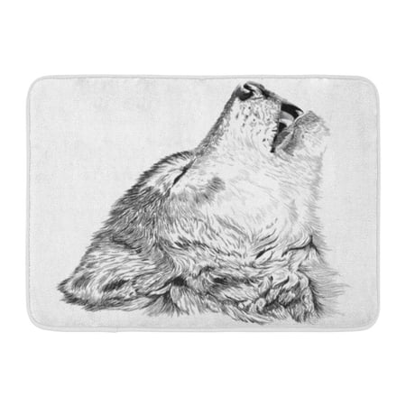 GODPOK Head Black Sketch Portrait of Angry Wolf Face Grey Animal Rug Doormat Bath Mat 23.6x15.7 inch