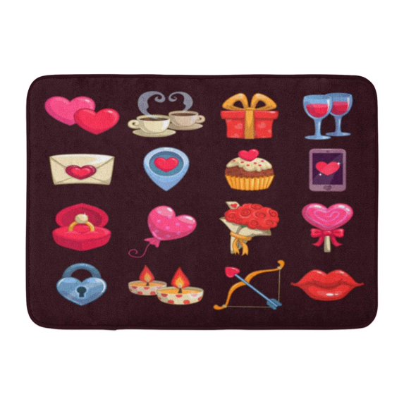 GODPOK Heart Pink Game Cartoon Love and Passion Stickers for Valentine's Day Items Design Red Valentine Lock Rug Doormat Bath Mat 23.6x15.7 inch