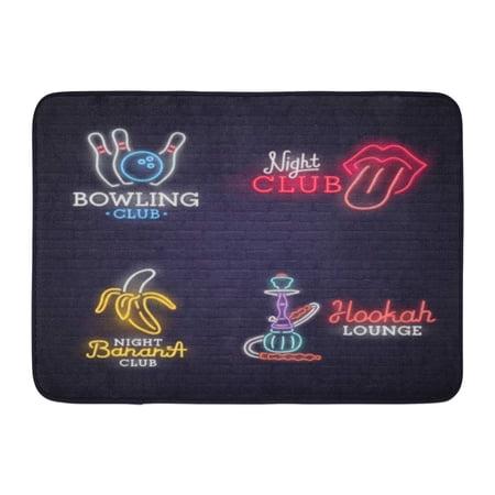 GODPOK Hookah Shisha Neon Sign Bright Signboard Light Game Woman Rug Doormat Bath Mat 23.6x15.7 inch