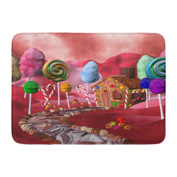 GODPOK House Colorful Candy Sugar Land Pink Cotton Landscape Rug Doormat Bath Mat 23.6x15.7 inch