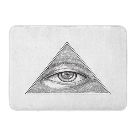 GODPOK Illuminati Engraved Pyramid of Eye Hand Drawing Engraving Style All Providence Rug Doormat Bath Mat 23.6x15.7 inch