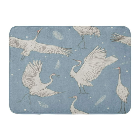 GODPOK Japanese Bird with White Cranes Swan Flying Rug Doormat Bath Mat 23.6x15.7 inch