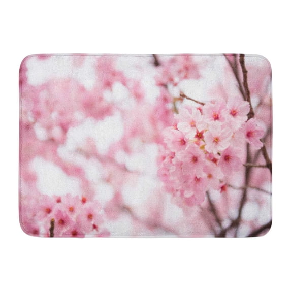 GODPOK Japanese Spring Beautiful Pink Cherry Blossom Sakura Flower at Full Bloom in Japan Tree Fresh Rug Doormat Bath Mat 23.6x15.7 inch