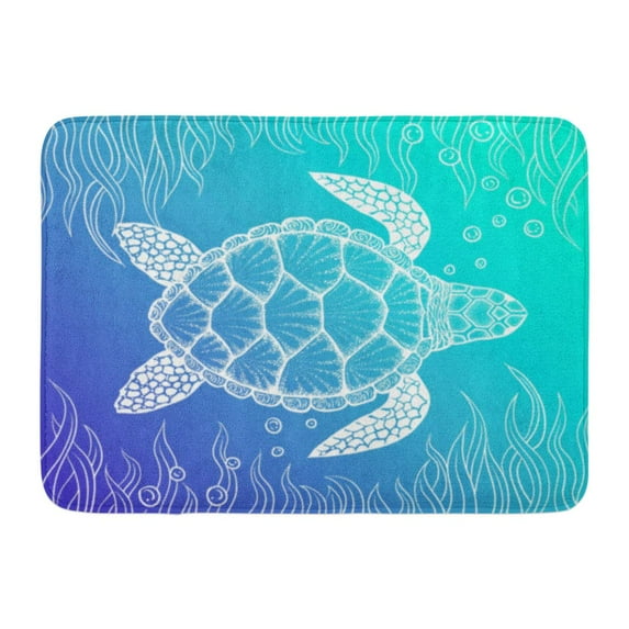 GODPOK Loggerhead Outline Sea Turtle in Line Style Top View Design for Coloring Book of Ocean Cartoon Tribal Rug Doormat Bath Mat 23.6x15.7 inch