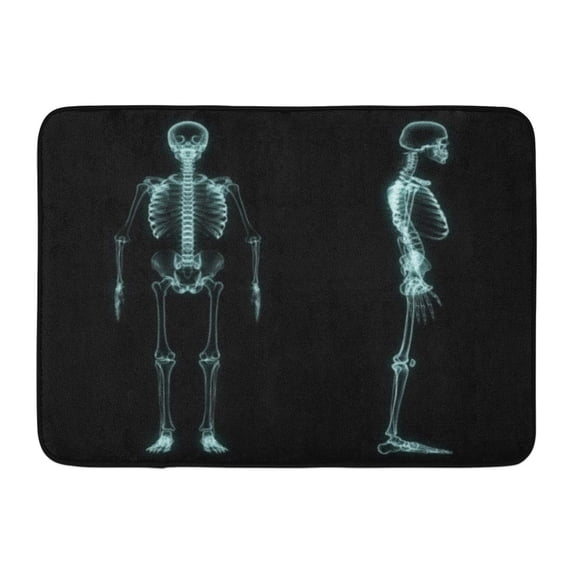 GODPOK Man White Xray X Ray Full Body of Skeleton in Brightness Blue with Black Human Scan Rug Doormat Bath Mat 23.6x15.7 inch