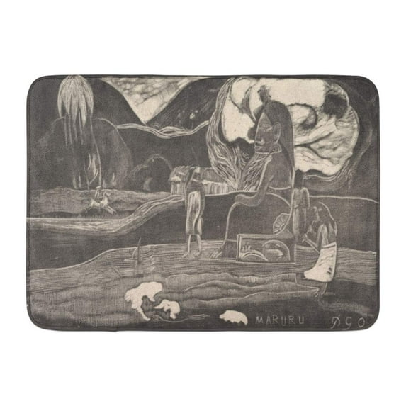 GODPOK Maruru by Paul Gauguin 1893 94 French Post Impressionist Woodcut on The is from His Earlier Painting Hina Rug Doormat Bath Mat 23.6x15.7 inch
