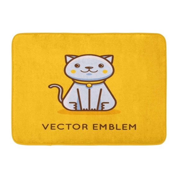 GODPOK Mascot Cat and Design in Cartoon Linear Style Happy Kitten Veterinary and Pet Store Concept Flat Animal Rug Doormat Bath Mat 23.6x15.7 inch