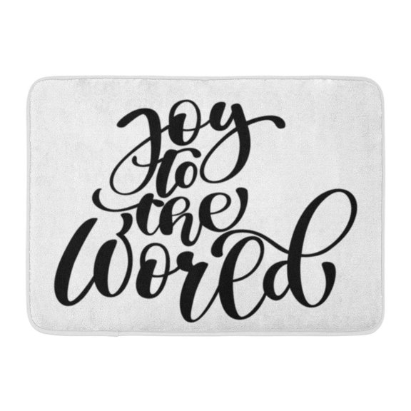 GODPOK Message Red Christmas Text Joy to The World Hand Christian Written Calligraphy Lettering Fun Brush Ink Rug Doormat Bath Mat 23.6x15.7 inch