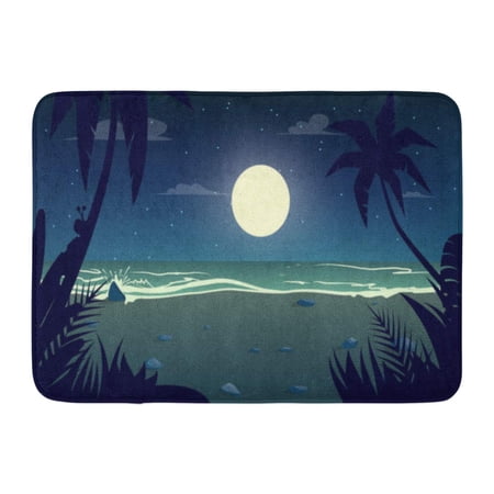 GODPOK Moon Colorful Sea Moonlight Night at The Beach Cartoon Style Horizon Beautiful Rug Doormat Bath Mat 23.6x15.7 inch