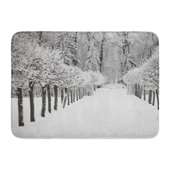 GODPOK Mountain Black Scene Winter Trees on Snow White Blue Landscape Frosty Rug Doormat Bath Mat 23.6x15.7 inch