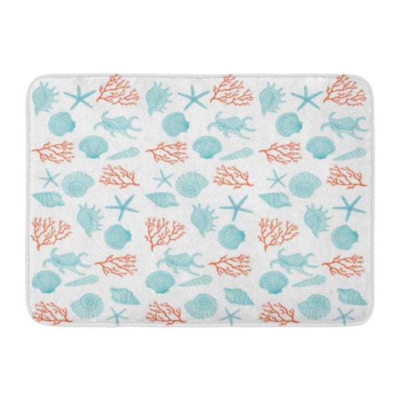 GODPOK Nature Drawing Sea Style Pattern with Shells Seastar and Corals Graphic Star Rug Doormat Bath Mat 23.6x15.7 inch