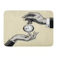 thumbnail image 1 of GODPOK Object Clock Hands of Man and Woman with Retro Pocket Watch Vintage Drawing Fancy Old Rug Doormat Bath Mat 23.6x15.7 inch, 1 of 1