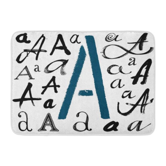 GODPOK Paint Black Stroke Alphabet Letters of The Written with Brush Spots and Blotches ABC Script Rug Doormat Bath Mat 23.6x15.7 inch